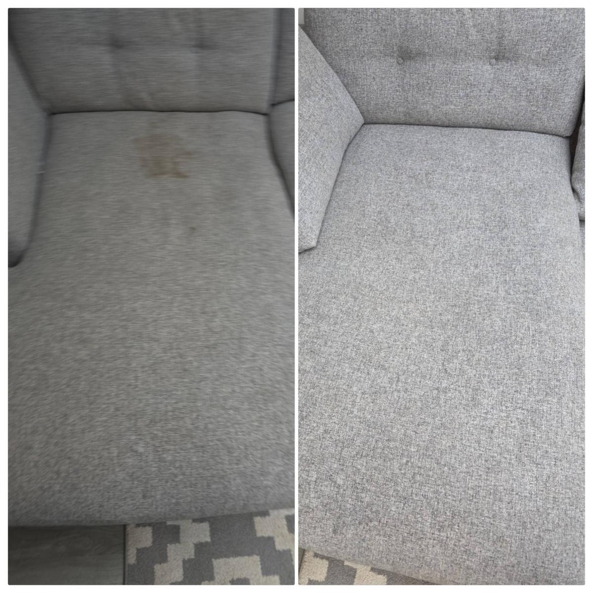 Armchair before and after deep upholstery cleaning treatment