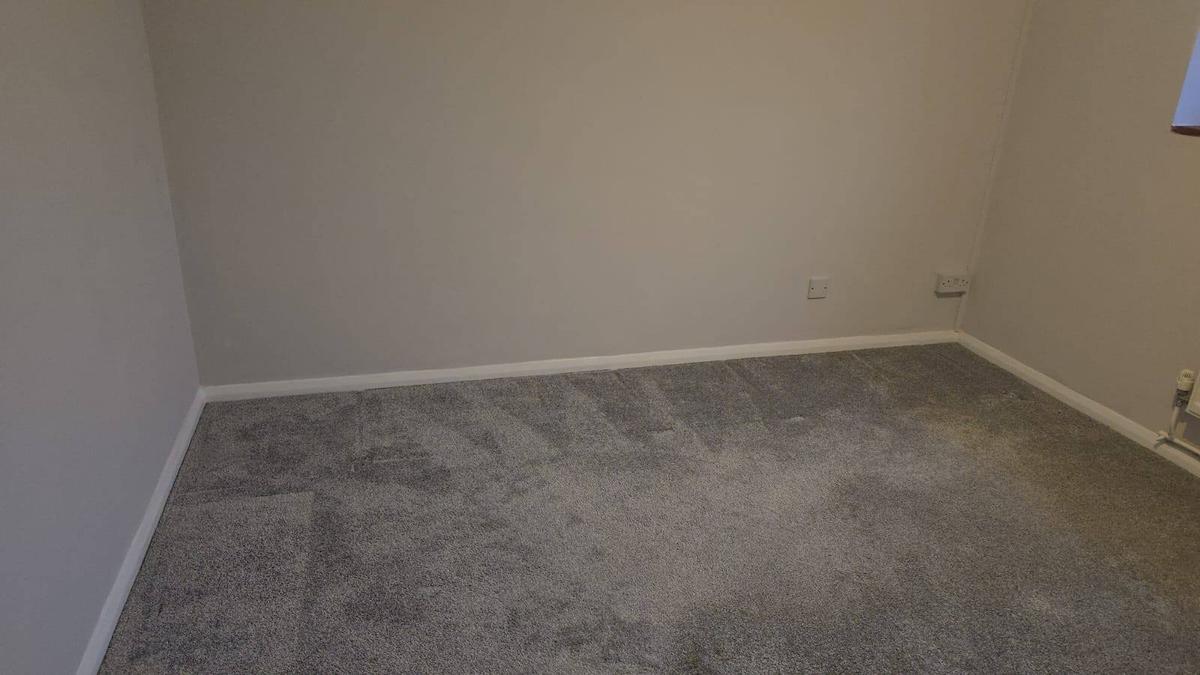 Grey carpet in living room cleaned and restored to original colour