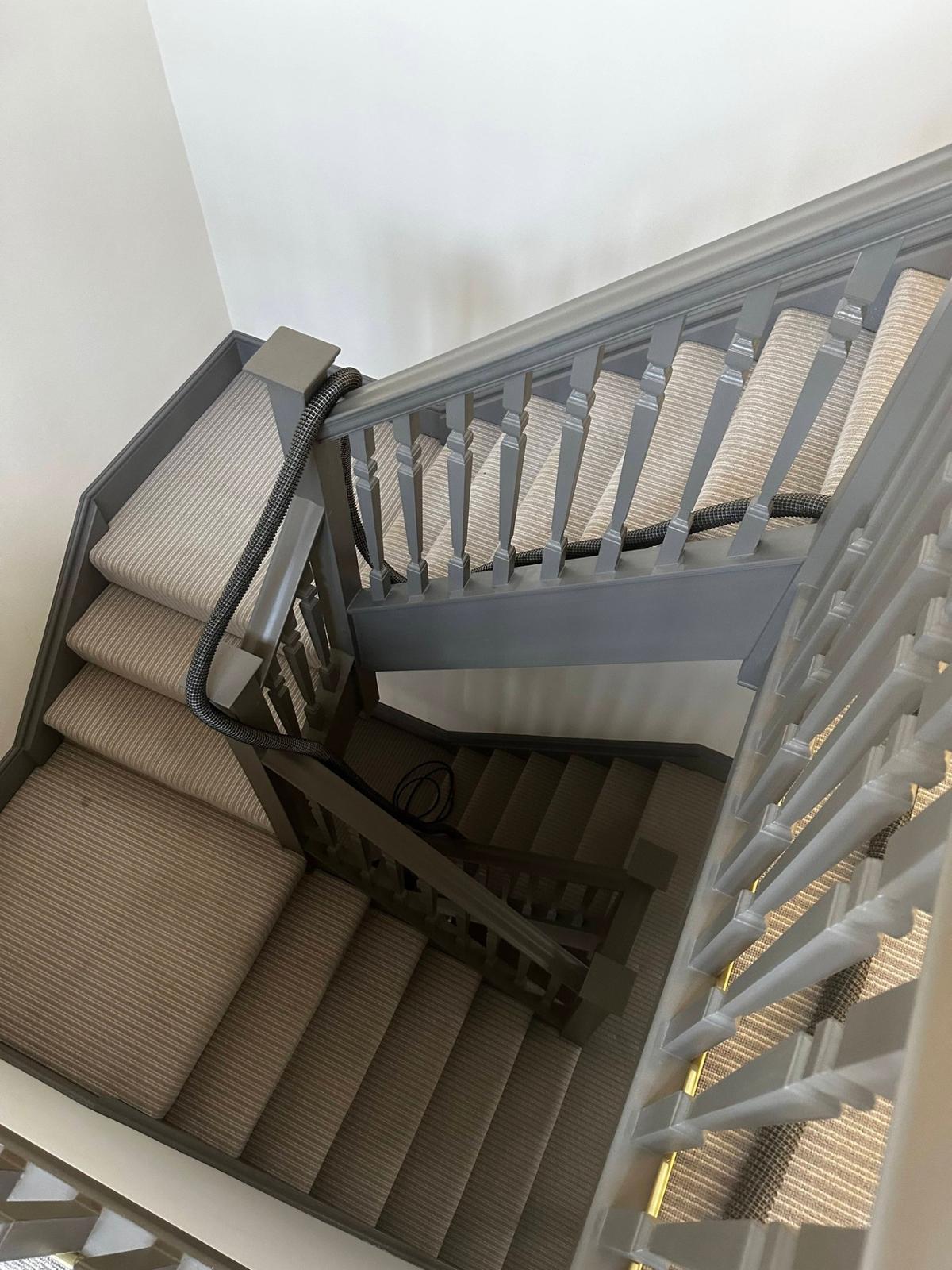 Full staircase carpet professionally cleaned from top to bottom